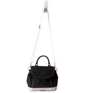 Liz Tennis Shoe Purse Top Handle Crossbody Shoulder Bag Black White Vegan Cotton Canvas