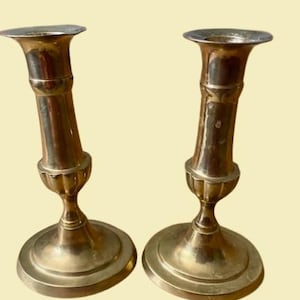 Pair Brass Candle Holders Candlesticks for Tapers Vintage