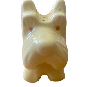 Porcelain Terrier Salt Shaker Ring Holder Made in Japan Mid Century Vintage 1960s Scottie Dog