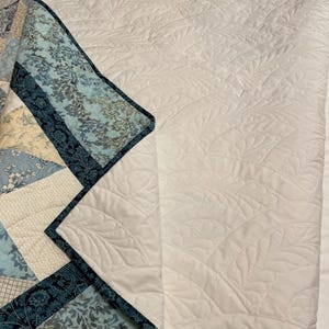 Handmade Blue Star Quilt, Full/Double, Cotton/Wool Batting, Coastal Contemporary Decor image 8