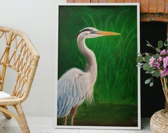 Heron Bird Oil Painting