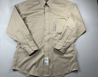 Chaps Shirt Size Medium 15-15.5” Beige Long Sleeve Twill Ralph Lauren Vtg BNWT