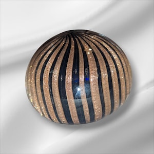 Handsome, Vintage Murano Art Glass Adventurine and Cobalt Blue Swirl Paperweight!
