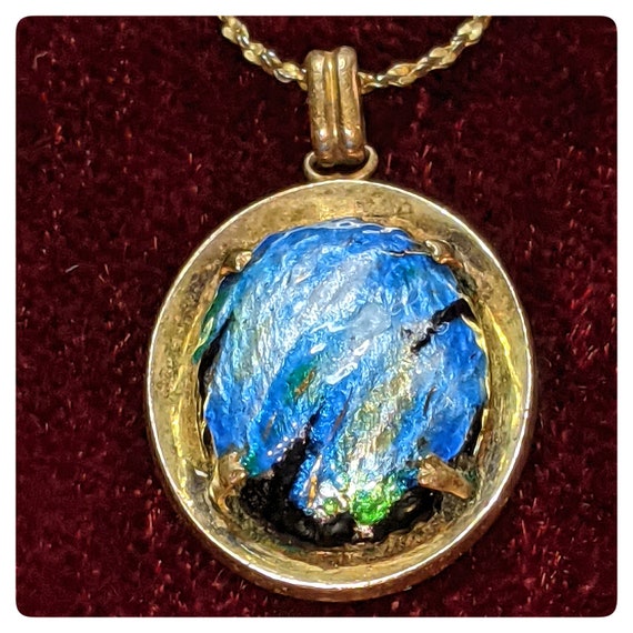 Beautiful One-Of-A-Kind Art Glass and Gold Pendan… - image 4