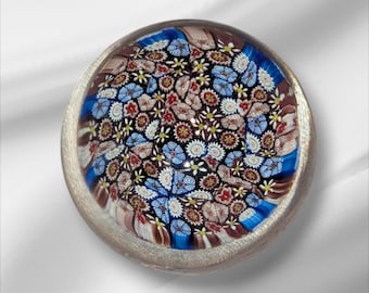 ヴィンテージ 1972 バカラ アートグラス ミルフィオリ ブルーガラス