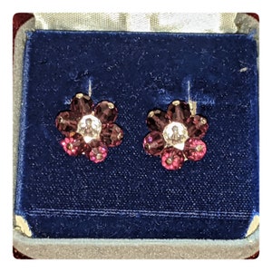 Lovely, Vintage Purple Crystal & Rhinestone Clip-on Earrings!