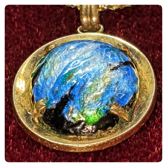 Beautiful One-Of-A-Kind Art Glass and Gold Pendan… - image 5