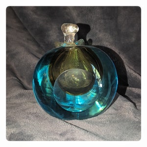 Vintage Murano Art Glass Blue Sommerso Adventurine Barbini Peach Paperweight