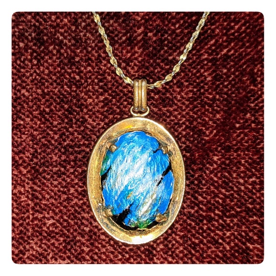 Beautiful One-Of-A-Kind Art Glass and Gold Pendan… - image 1