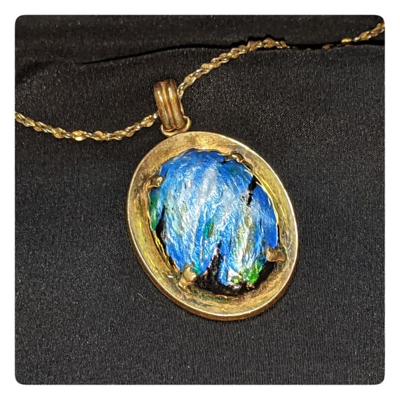 Beautiful One-Of-A-Kind Art Glass and Gold Pendan… - image 2