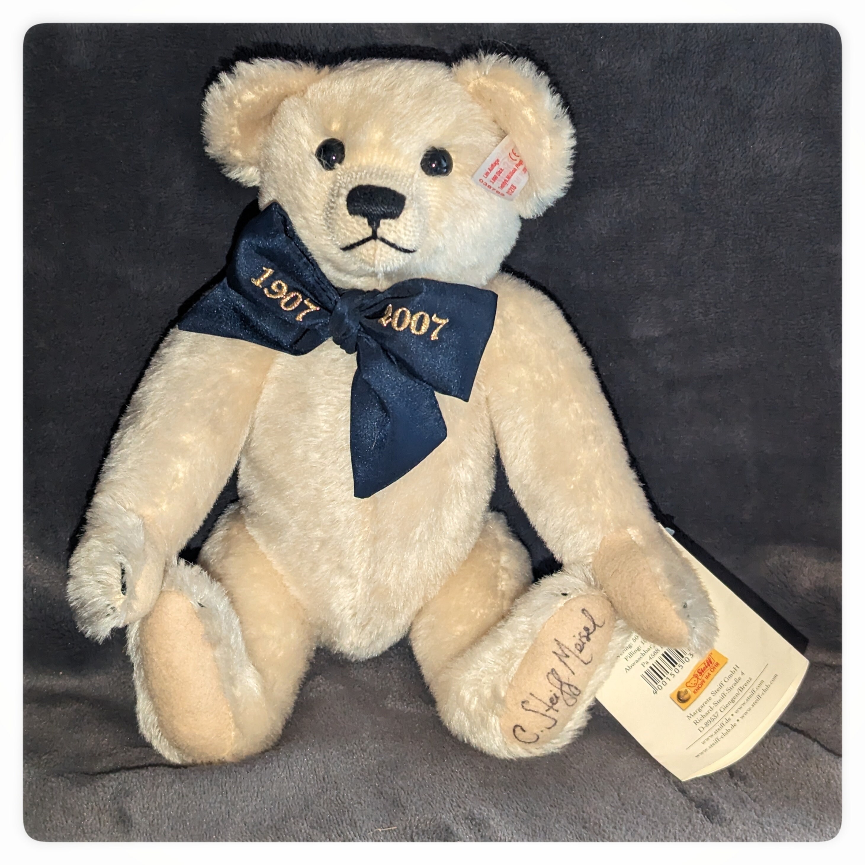 Signed Ltd. Ed. 2007 STEIFF White Mohair 