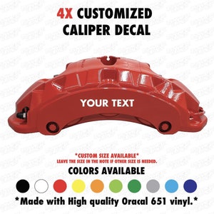 4x Custom Brake Caliper Decal: Personalized Vinyl Sticker