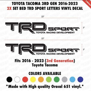 2X vinyl Toyota Tacoma TRD sport bed decal 3rd generation 2016-2023