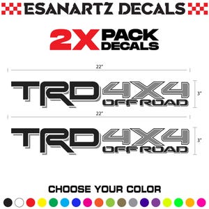 2X Toyota Tacoma TRD OFF Road 4x4 Bed Decal: Black & Grey