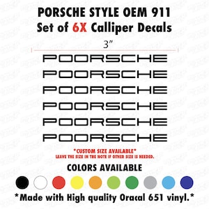 6X Poorsche Style Custom Brakes Calipers Decals set