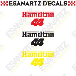Hamilton 44 Decal - Ferrari Team Style F1 Racing Lewis Hamilton
