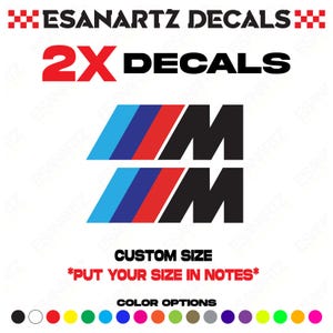 BMW M Power 3 Stripes Size 2&quot; Colored Brakes Callipers Decals set 2X