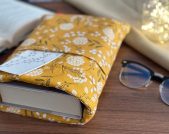 Funda de libro floral mostaza Funda de libro de bolsillo Funda de libro floral amarillo mostaza Funda floral amarilla mostaza Funda de libro de planta Kindle acolchado