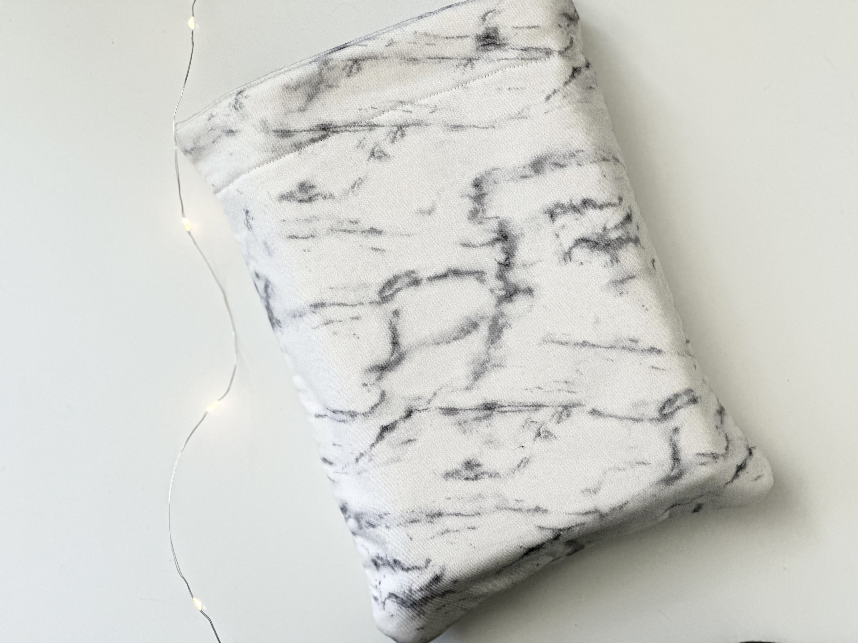 Marble Book Sleeve & Pouch - White Padded Book Cover Protector for Ebooks and Books, Travel Essentials Gifts for Readers