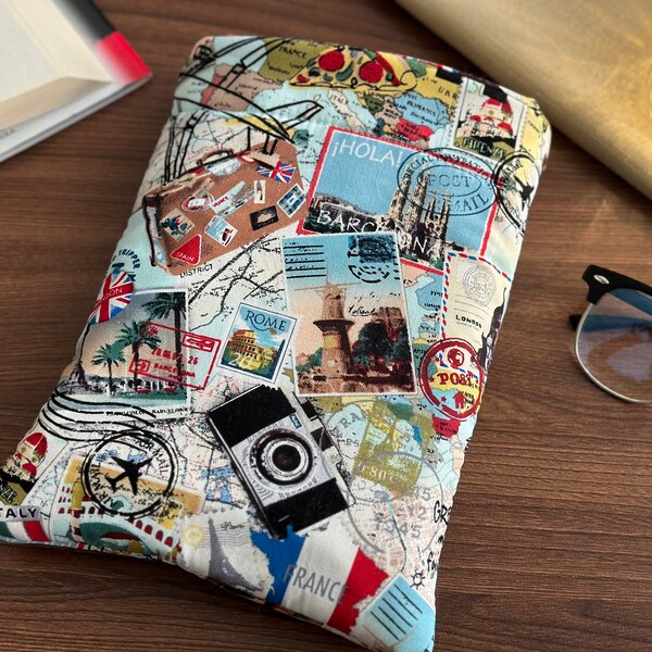 Map Book Sleeve Travel Kindle Sleeve Padded Book Sleeve Map Book Protector Travel Book Pouch Map Tablet Sleeve Travel Book Holder Map Sleeve