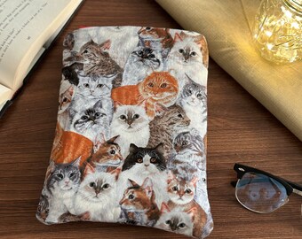 Cat Book Sleeve Cat Kindle Sleeve Padded Book Sleeve Cat Book Protector Cat Book Cover Cat Tablet Sleeve Cat Book Pouch Cat Ereader Sleeve