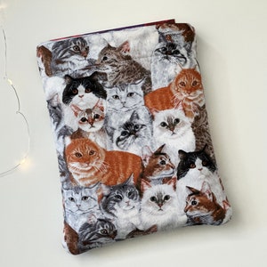 Cat Book Sleeve - Kitty Pouch Protector - Padded Book Cover for Cat Lovers Gift for Readers