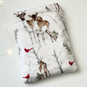 Nature Print Deer Book Sleeve - Padded Pouch Protector for Books - Animal Lover Gifts for Readers