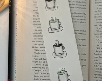 Coffee Print and Tea art Print Paper Bookmark Cute Bookmark Handmade Bookmarks Coffee Lovers Gift Tea Lovers Gift Reader Gifts