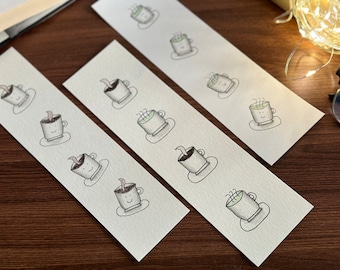 Bundle: Coffee Print and Tea Print Paper Bookmark Coffee Print Paper Bookmark Tea Art Print Paper Bookmark Reader Gifts