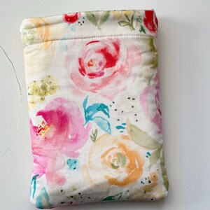 Watercolor Floral Book Sleeve -  Padded Book Pouch Protector for Books, Bookish Travel Essential Gifts for Readers