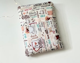 Coffee Book Sleeve with Pocket - Custom Padded Barista Book Pouch Cover Protector for Books, Coffee Gifts for Readers