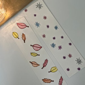 Bundle: Leaf Print & Snowflake Paper Bookmark Handmade Bookmarks Custom Bookmark Reader Gifts