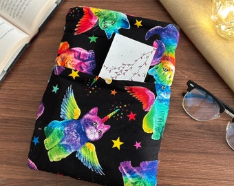 Cat Book Sleeve Pocket Unicorn Kindle Sleeve Padded Cat Book Protector Unicorn Book Pouch Cat Tablet Sleeve Unicorn Book Cover Cat Sleeve