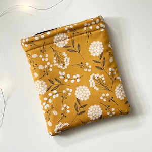 Mustard Yellow Floral Kindle Sleeve - Custom Ebook Cover Gifts for Readers
