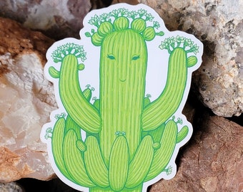 Saguaro Queen - nature sticker - cactus - Sonoran desert - vinyl sticker - cactus bloom