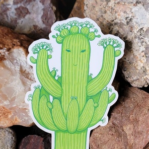 Saguaro Queen - adesivo naturale - cactus - deserto di Sonora - adesivo in vinile - fioritura di cactus
