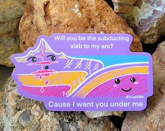 Subduction Valentine Sticker Matte Vinyl - geology - Earth science - science gift - geoscience - science art - geologist - cute