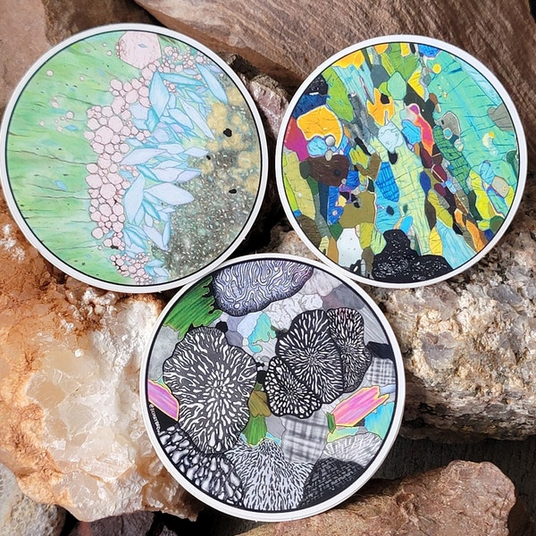 Thin Section Geology Sticker Pack Eclogite - Myrmekite - Clinopyroxene - geoscience - geology gift - science sticker - rock nerd - petrology