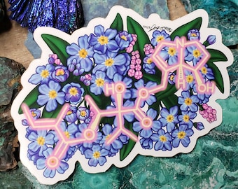 Scorpioidine Forget-Me-Not Molecule Vinyl Sticker | chemistry | science art | sciene sticker | science gift | botanical art