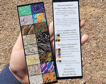 Metamorphic Pelitic Index Minerals Thin Section Bookmark - geology - earth materials - geoscience - earth science - petrology - geologist