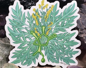 Thujone Absinthe Wormwood Molecule Vinyl Sticker | chemistry | science art | science gift | science sticker | botanical