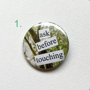 Ask Before Touching OOAK Customizable Pin - Etsy