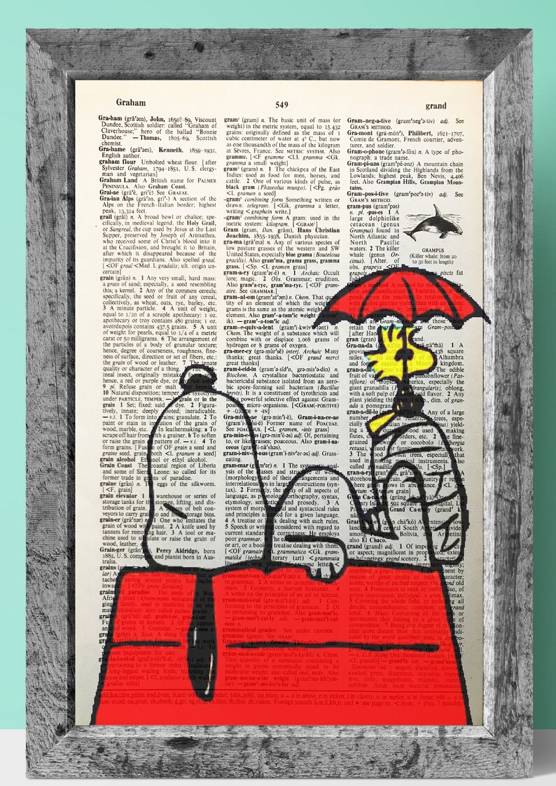 Snoopy wall art printDictionary page artModern Etsy