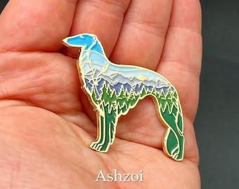 2 ”Barsoi Berge und Bäume - Emaille Pin