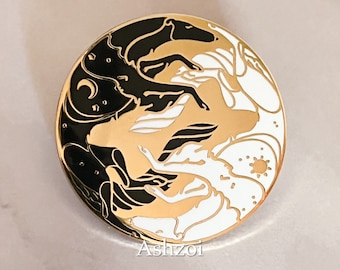 1.5” Sun and Moon borzoi - gold plated hard enamel pin