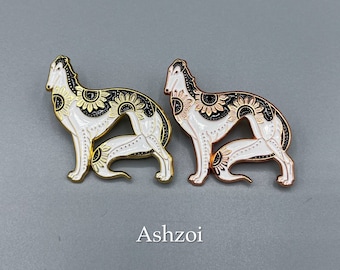 1.75” Sunflower Borzoi Pin - gold or rose gold plated