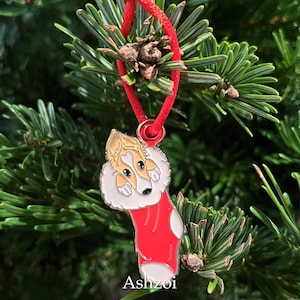 1.75” Borzoi Puppy in a Stocking Ornament