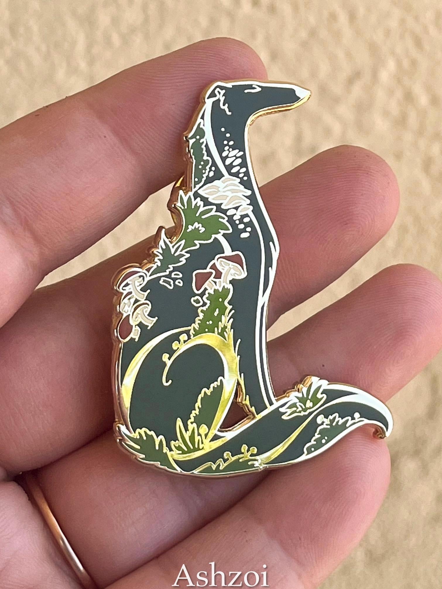 1.75” Borzoi Mushroom Pin - gold plated