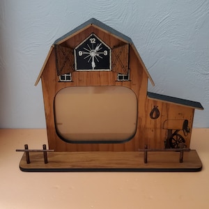 Picture frame with clock