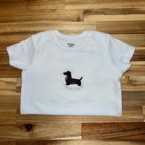 Adorable Dachshund Embroidered Baby Onesie